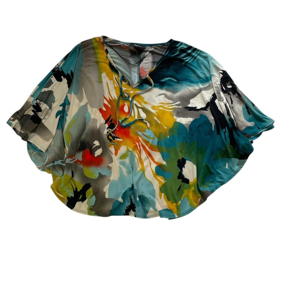 Style & Co | Bright Abstract Floral Poncho
